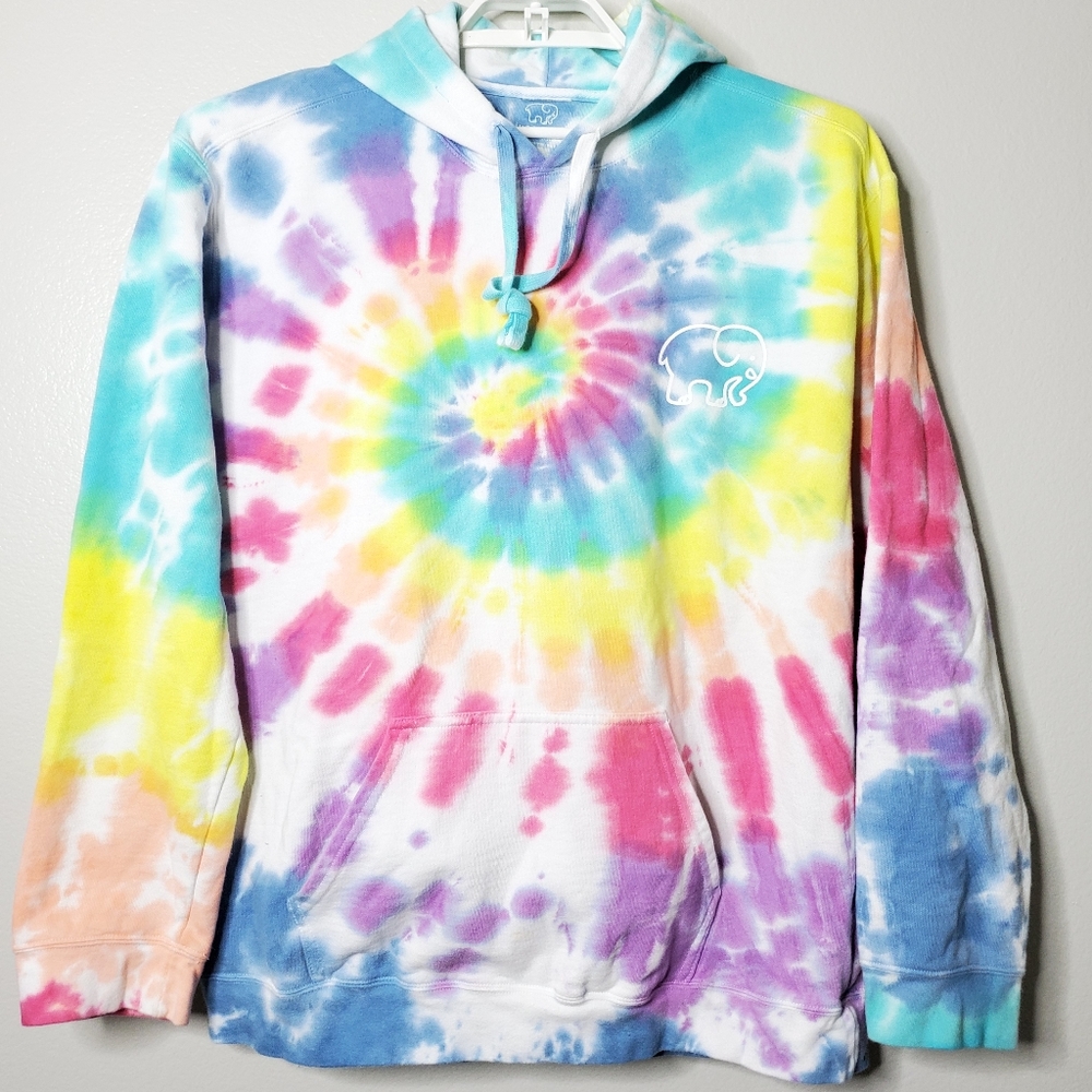 IVORY ELLA Oversized Rainbow Tie-Dye Hoodie